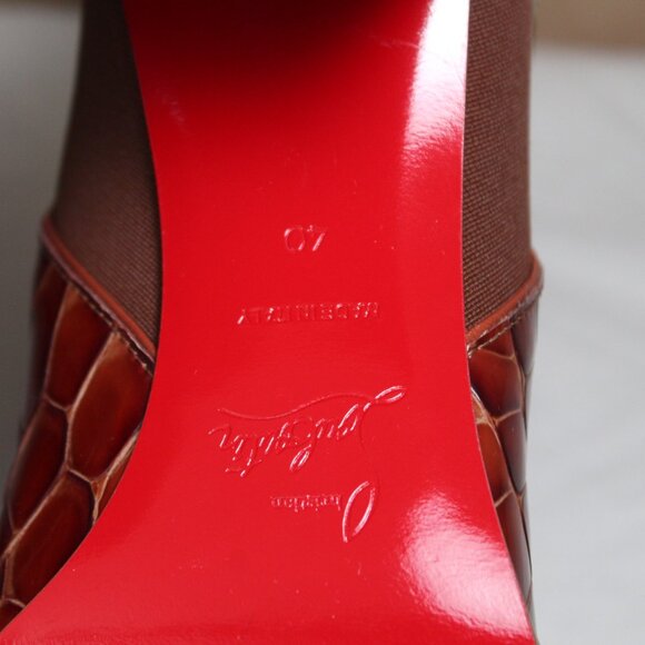 NWB Christian Louboutin Chelsea Booty Croc Red Bottom Bootie Boots Heels - Picture 12 of 12